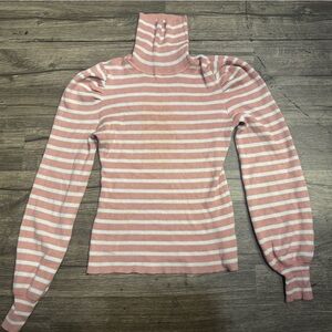 Fashion Nova Blush and Cream Striped Turtleneck